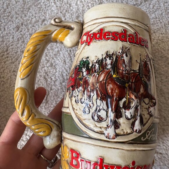 Budweiser Clydesdale Beer Stein Pair Vintage Limited Edition Collectible Barware - Picture 5 of 12
